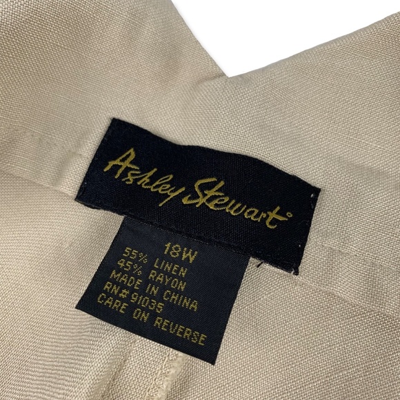 Ashley Stewart Tan 100% Linen Sleeveless V Neck Maxi Dress - Picture 3 of 4